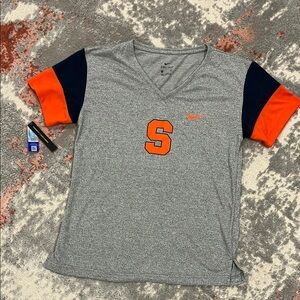 Nike Gray, Orange, Navy, Syracuse v-neck t-shirt, size small